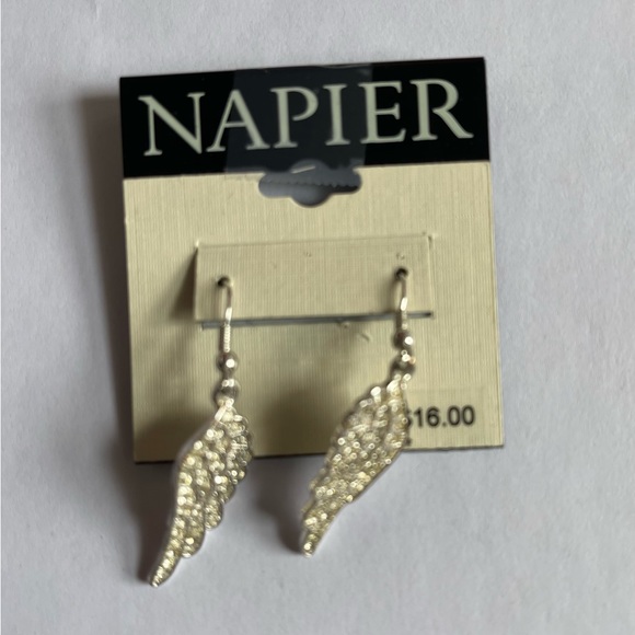 Napier Silver Toned Angel Wings Pierced Earrings - Picture 2 of 5
